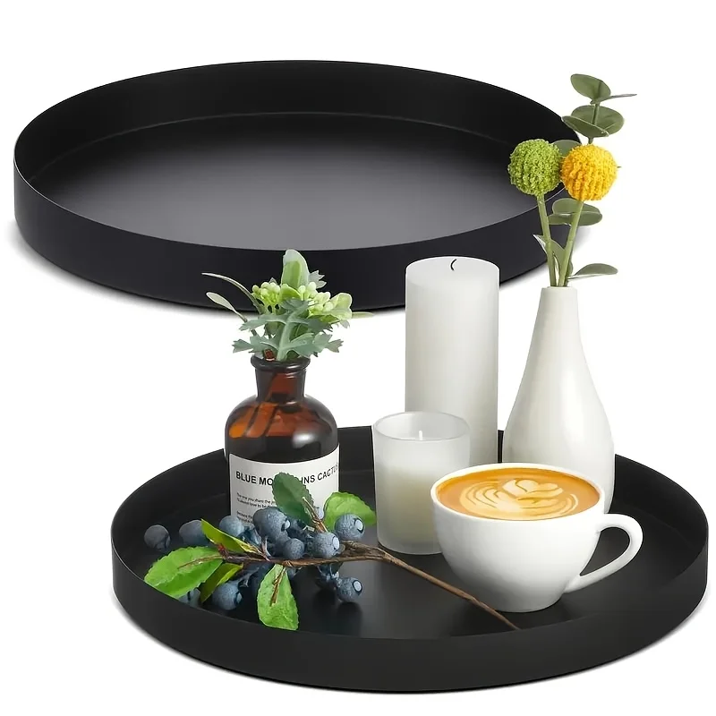 Candle Holder Supplies - 1 Stück modernes schwarzes rundes ABS-Tablett